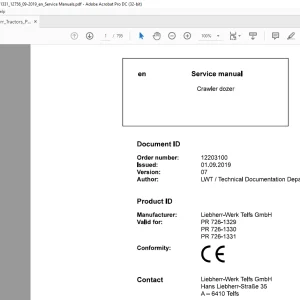 Liebherr PR 726 1329 PR 726 1330 PR 726 1331 Crawler dozer Service Manual - PDF DOWNLOAD