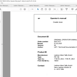 Liebherr PR 736 1736 05_G8.0, 1736 4F_G8.0 Crawler Dozer Operator's Manual 16834 - PDF DOWNLOAD