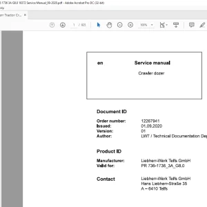 Liebherr PR 736-1736_3A_G8.0 Crawler Dozer Service Manual - PDF DOWNLOAD