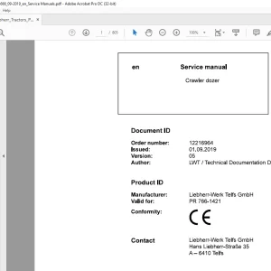 Liebherr PR 766 1421 Crawler Dozer Service Manual - PDF DOWNLOAD