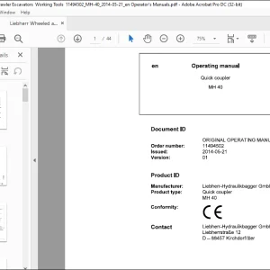 Liebherr Quick coupler MH40 Operating manual - PDF DOWNLOAD