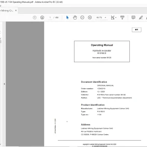 Liebherr R 9150 E 1134 Hydraulic Excavator Operating Manual 38120 - PDF DOWNLOAD