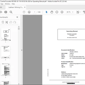 Liebherr R 9150 E 1134 Hydraulic Excavator Operating Manual 38120 - PDF DOWNLOAD