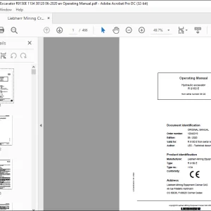 Liebherr R 9150 E Hydraulic Excavator Operating Manual 38120 - PDF DOWNLOAD