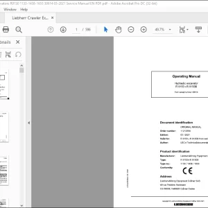 Liebherr R 9150- R 9150B  Hydraulic excavator Operating Manual 30614 - PDF DOWNLOAD