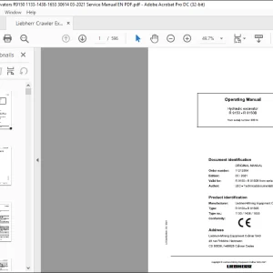 Liebherr  R 9150-R 9150B Hydraulic excavator Operating Manual 30614 - PDF DOWNLOAD