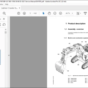 Liebherr R 9150B Hydraulic excavator Operating Manual  -  PDF DOWNLOAD