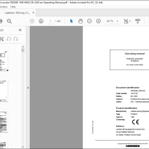 Liebherr R 9200 E 1409 Hydraulic Excavator Operating Manual 40022 - PDF DOWNLOAD