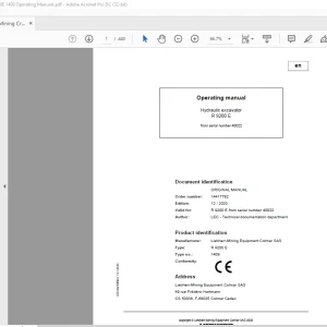 Liebherr R 9200 E 1409 Hydraulic Excavator Operating Manual 40022 - PDF DOWNLOAD