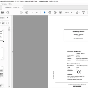Liebherr R 9200 Hydraulic excavator Operating Manual 40001  - PDF  DOWNLOAD