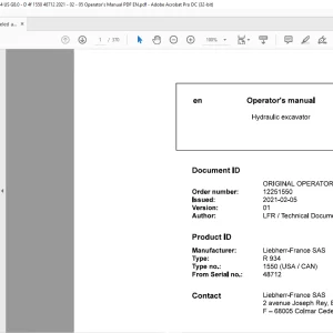 Liebherr R 934 1550 (USA - CAN) Hydraulic Excavator Operator's Manual 48712 - PDF DOWNLOAD