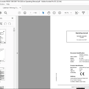 Liebherr R 9350 1369 Hydraulic Excavator Operating Manual 30617 - PDF DOWNLOAD