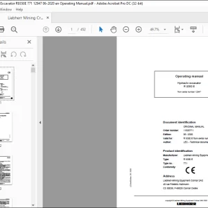 Liebherr R 9350 E 771 Hydraulic Excavator Operating Manual - PDF DOWNLOAD