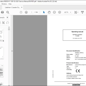 Liebherr R 9350 Hydraulic excavator Operating Manual 1001 - PDF DOWNLOAD