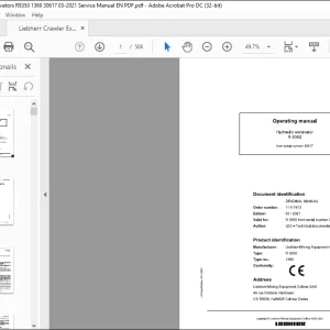 Liebherr R 9350 Wheel Loader Operating Manual 30617 - PDF DOWNLOAD