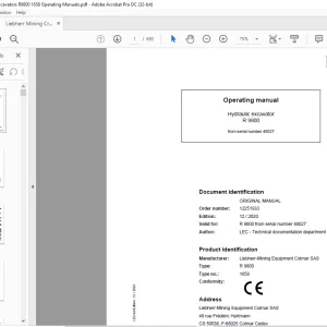 Liebherr R 9800 1658 Hydraulic Excavator Operating Manual SN 48027 - PDF DOWNLOAD