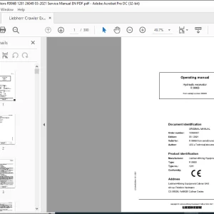 Liebherr R 996B Hydraulic excavator Operating Manual 26049 - PDF DOWNLOAD