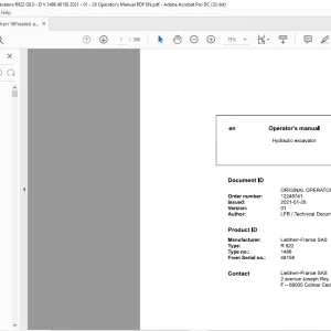 Liebherr R922 1486 Hydraulic Excavator Operator's Manual 48158 - PDF DOWNLOAD