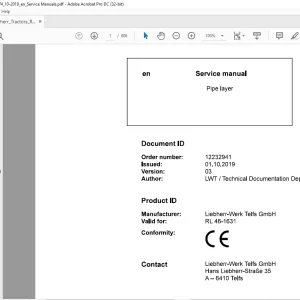 Liebherr RL 46 1631 Pipe Layer Service Manual - PDF DOWNLOAD