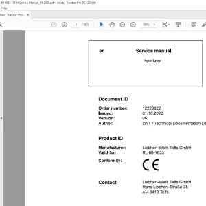Liebherr RL 66-1633 Pipe Layer Service Manual - PDF DOWNLOAD