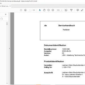 Liebherr Radlader L 526-1753 Servicehandbuch - PDF DOWNLOAD (German)