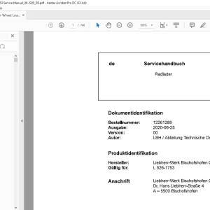 Liebherr Radlader L 526-1753 Servicehandbuch -  PDF DOWNLOAD (GERMAN)