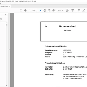 Liebherr Radlader L 538-1754 Servicehandbuch  -  PDF DOWNLOAD (GERMAN)