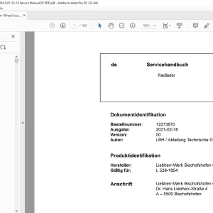 Liebherr Radlader L 538-1854 Servicehandbuch -  PDF DOWNLOAD (GERMAN)