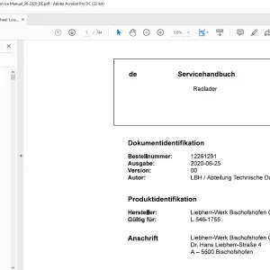 Liebherr Radlader L 546-1755 Servicehandbuch  - PDF DOWNLOAD (German)
