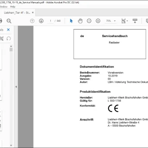 Liebherr Radlader L 550-1756 Servicehandbuch -  PDF DOWNLOAD (German)