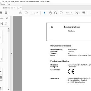 Liebherr Radlader L 566-1757 Servicehandbuch  - PDF DOWNLOAD (German)