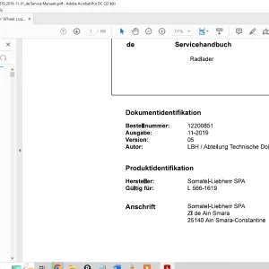 Liebherr Radlader L566-1619 Servicehandbuch  - PDF DOWNLOAD (German)
