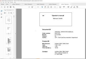 Liebherr T 46-7 3AS 1706 Telescopic Handler Operator's Manual 16194 - PDF DOWNLOAD