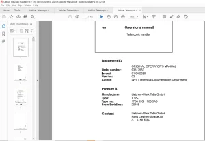 Liebherr T 55-7 1708 05S, 1708 3AS Telescopic Handler Operator's Manual 20156 - PDF DOWNLOAD