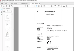 Liebherr T 60-9 4FS 1709 15682 Telescopic Handler Operator's Manual 15682 - PDF DOWNLOAD