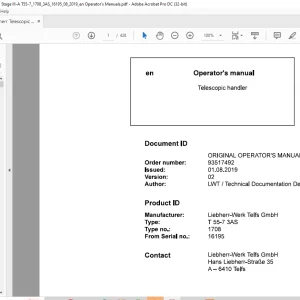 Liebherr Telescopic handler T55-7 3AS Operator's manual - PDF DOWNLOAD