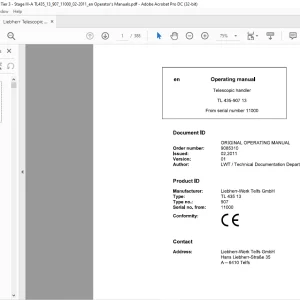 Liebherr Telescopic handler TL 435 13 Operator's manual - PDF DOWNLOAD