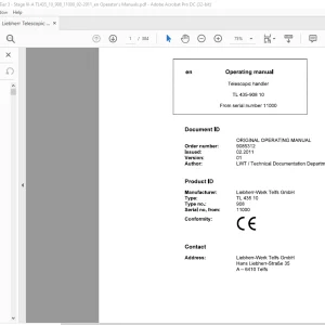 Liebherr Telescopic handler TL 435-908 10 Operating manual - PDF DOWNLOAD
