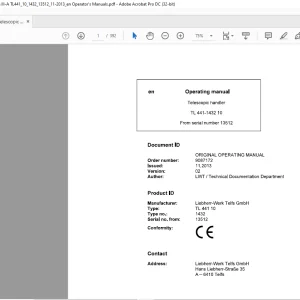 Liebherr Telescopic handler TL 441 10 Operator's manual  - PDF DOWNLOAD