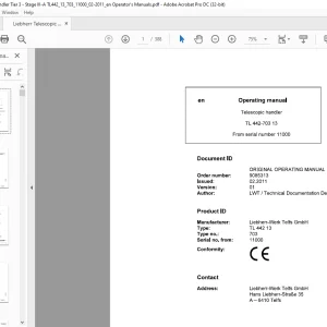 Liebherr Telescopic handler TL442-70313 Operator's manual   - PDF DOWNLOAD