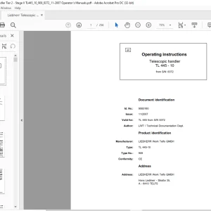 Liebherr Telescopic handler TL 445-10 Operator's manual - PDF DOWNLOAD