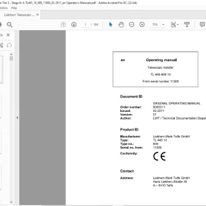 Liebherr Telescopic handler TL 445-909 10 Operator's manual - PDF DOWNLOAD