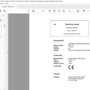 Liebherr Telescopic handler TL 451 13 Operator's manual - PDF DOWNLOAD