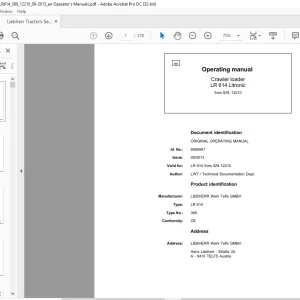 Liebherr Tractor LR 614 Litronic 389 Crawler Loader Operating Manual SN 12210 - PDF DOWNLOAD
