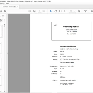 Liebherr Tractor LR 624 Litronic 997 Crawler Loader Operating Manual SN 12474 - PDF DOWNLOAD