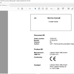 Liebherr Tractor LR 636 1275 Crawler Loader Service Manual - PDF DOWNLOAD