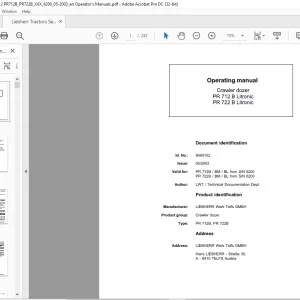 Liebherr Tractor PR 712B Litronic PR 722B Litronic Crawler Dozer Operating Manual SN 6200 - PDF DOWNLOAD