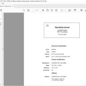 Liebherr Tractor PR 714 Litronic 1077 1078 Crawler Dozer Operating Manual SN 138239 - PDF DOWNLOAD