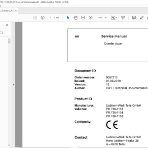 Liebherr Tractor PR 736-1153 PR 736-1154 PR 736-1155 Crawler dozer Service Manual - PDF DOWNLOAD