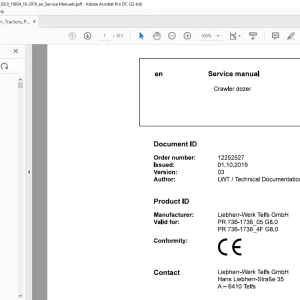Liebherr Tractor PR 736-1736_05 G8.0 PR 736-1736_4F G8.0 Crawler dozer Service Manual - PDF DOWNLOAD
